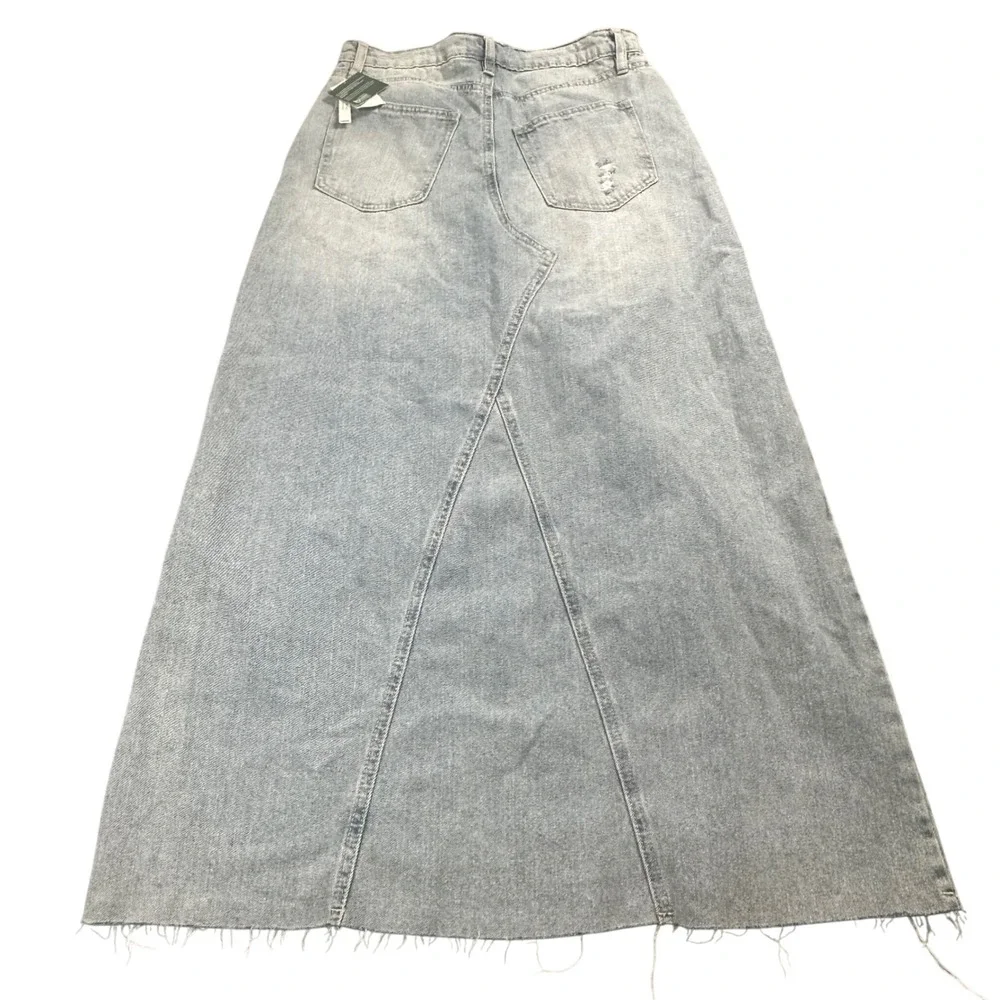 NWT RSQ Low‎ Rise Denim Maxi Skirt Size 27 Medium Wash